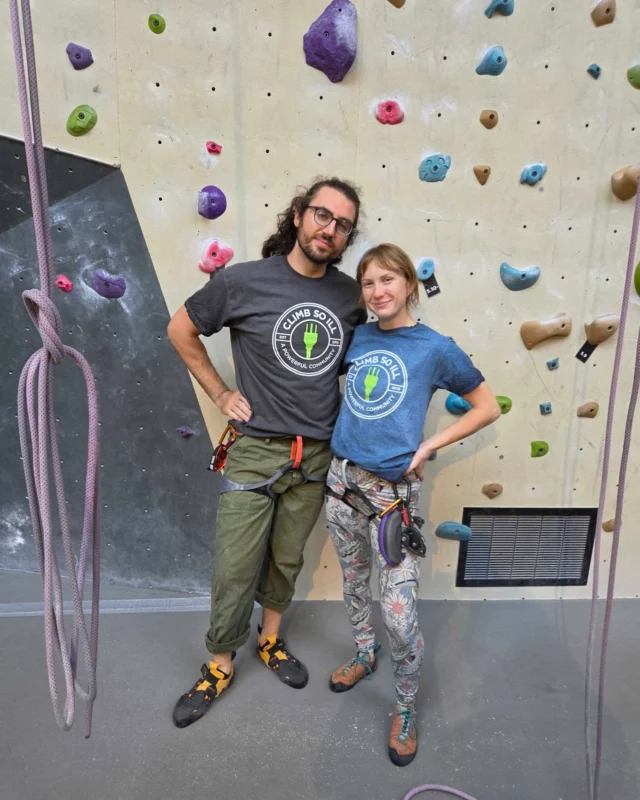 Climbers @hayley_fizer_17 and @ethan_fudge got on the wall and then had a little photoshoot afterwards to show off their new CSI shirts.

Get yours from both Pro Shops when you stop by to climb.

#plugin #climbing #climbsoill #newmerch #climbinggym #indoorclimbing