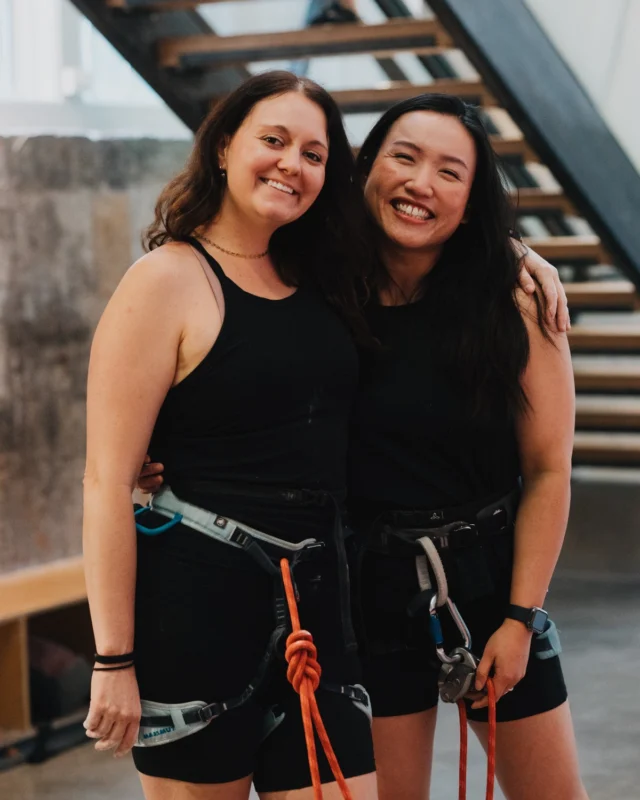 Meet Rachel and Eunice. They met on the mat and have been climbing buds since 2017 (proof that friendships in the gym do last).

Rachel's favorite part about climbing with Eunice is being able to share a hobby with her that they're both passionate about. "It's special to get to know someone in the context of watching them work out a problem and persevere."

Eunice says Rachel is her climbing inspiration. "I've seen her work a 12+ over 5 times in one session just to get the send, and her determination and success is my constant reminder of why climbing is such a uniquely challenging but fulfilling sport."

Even cooler? Their friendship goes beyond the gym. These two are going on a backpacking trip across England!

If you ever need someone to climb with, stop by the the desk and ask for a green belay buddy tag. You never know when a climbing buddy could blossom into a long term friendship 😉

#climbsoill #climbinggym #indoorclimbing #belaybuddy